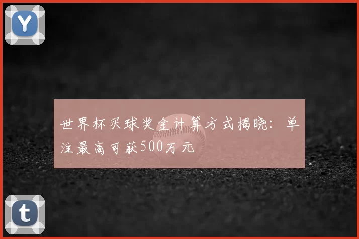 世界杯买球奖金计算方式揭晓:单注最高可获500万元